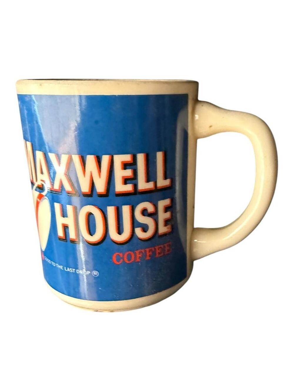 Vintage Maxwell House Coffee Mug “Good to the Last Drop” Blue Advertising Cup